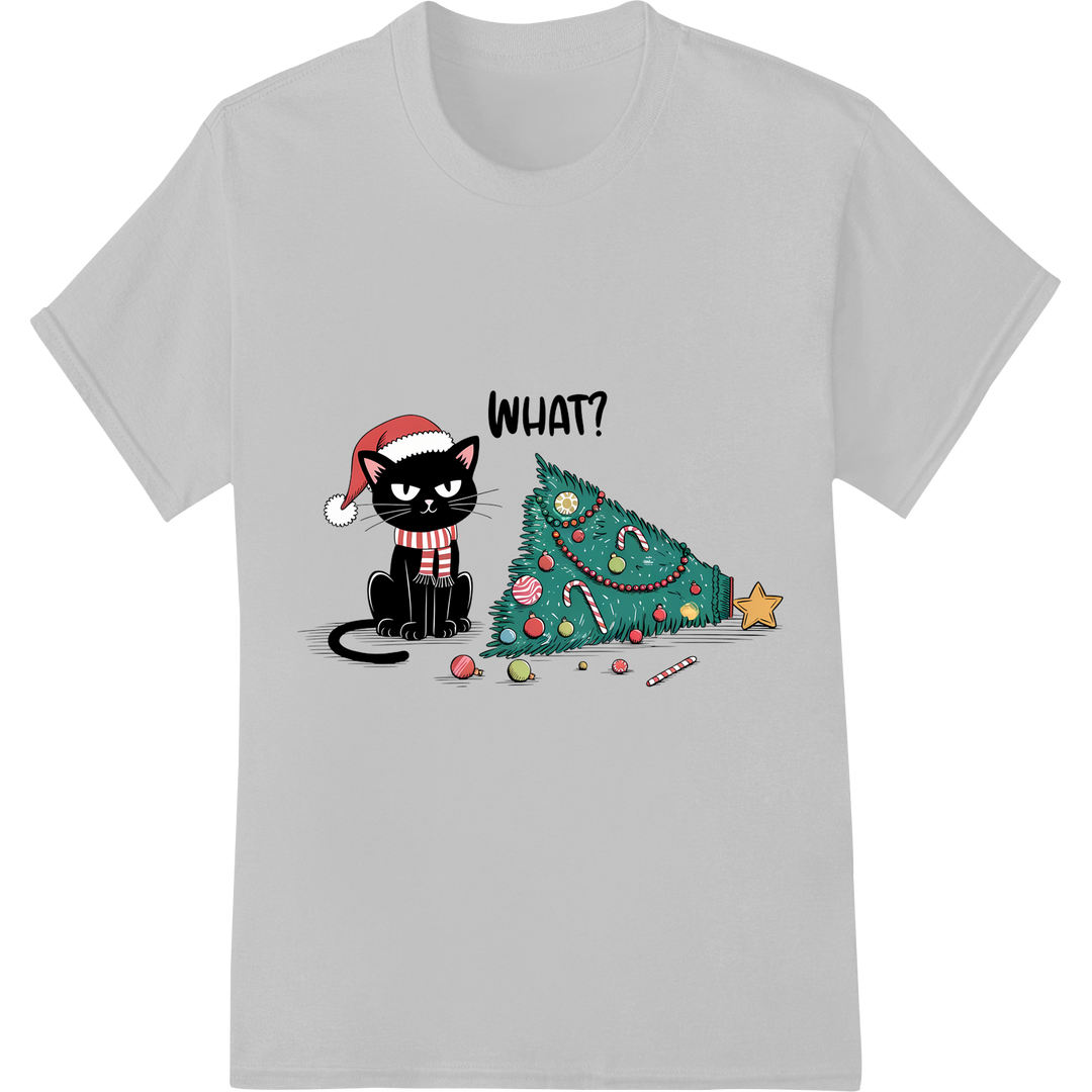 Festive Feline: Cute Christmas Cat DTF Print Heat Transfer on white shirt - SUPERDTF-DTF Prints-DTF Transfers-Custom DTF Prints