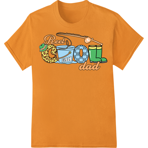 Reel Cool Dad | Funny Fishing Father's Day DTF Heat Transfer on orange shirt - SUPERDTF-DTF Prints-DTF Transfers-Custom DTF Prints