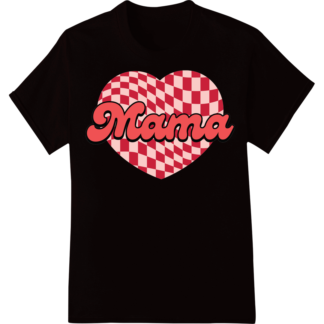 Retro 'Mama' Valentine's Day DTF Print Heat Transfer on black shirt - SUPERDTF-DTF Prints-DTF Transfers-Custom DTF Prints