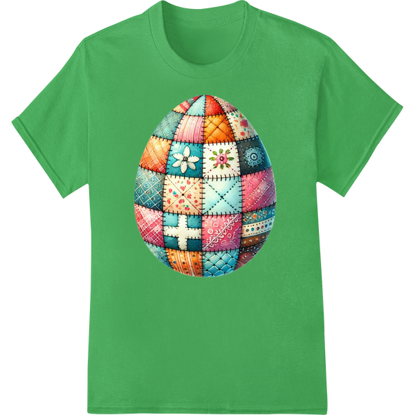 Vibrant Easter Egg Patchwork DTF Print Heat Transfer on green shirt - SUPERDTF-DTF Prints-DTF Transfers-Custom DTF Prints