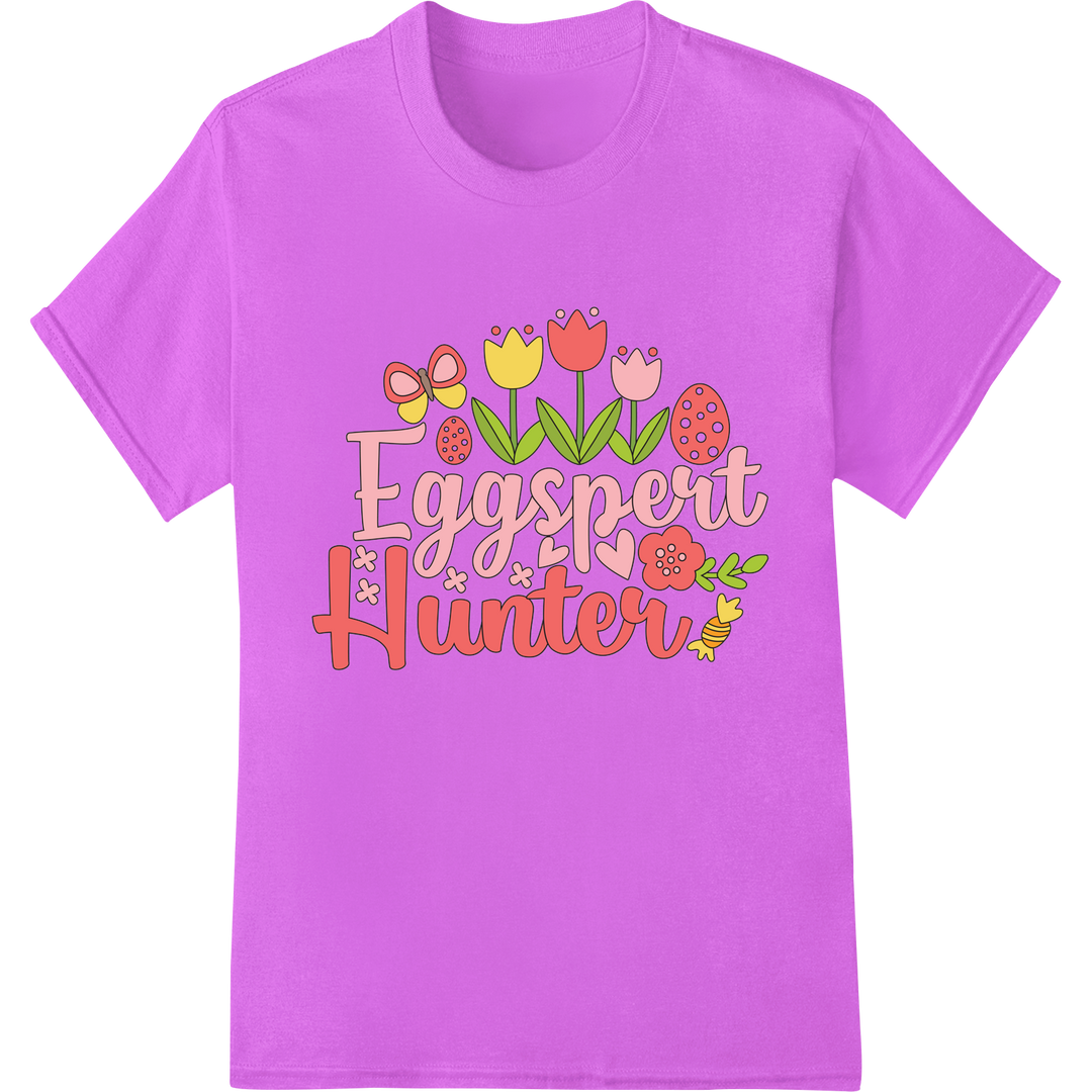 Eggspert Hunter: Festive Easter DTF Print Heat Transfer on purple shirt - SUPERDTF-DTF Prints-DTF Transfers-Custom DTF Prints