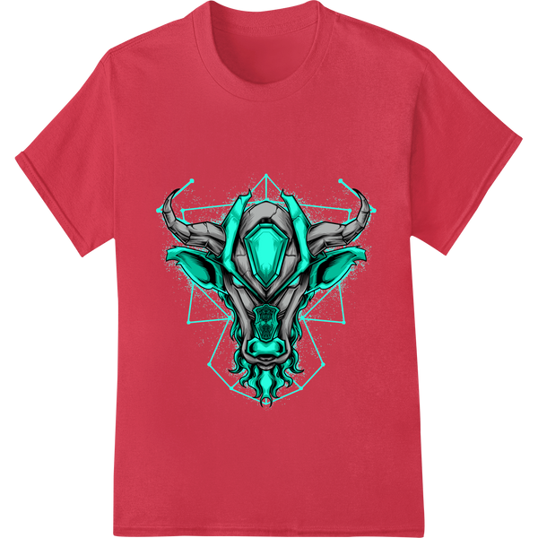 Fierce Geometric Bull Head - Abstract Tribal Design showcasing advanced DTF print shop technology