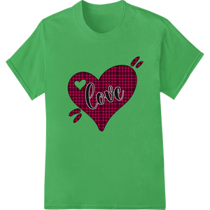 Vibrant customized apparel print on Plaid Love Heart: Vibrant Valentine's Day Heat Transfer