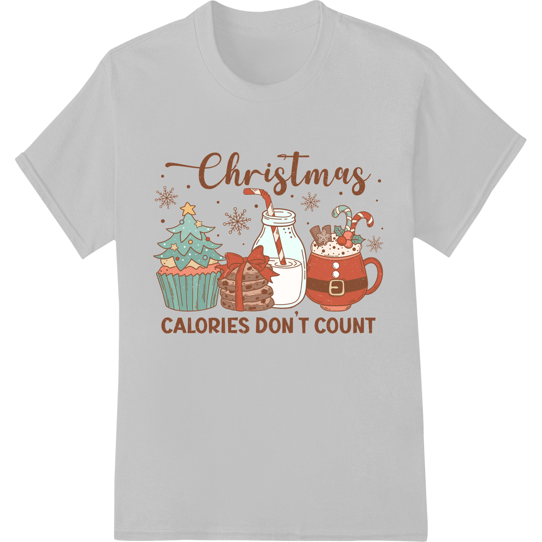 Retro Christmas Calories Don't Count DTF Print Transfer on white shirt - SUPERDTF-DTF Prints-DTF Transfers-Custom DTF Prints