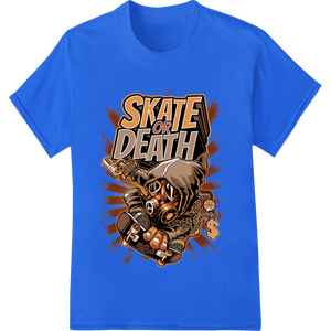 Unique high-quality t-shirt printing for Skate or Death: Bold Skull Skateboarding Heat Transfer