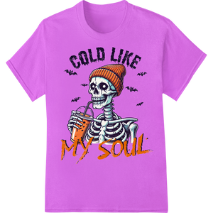 Durable professional DTF printing applied to Chilling Skeleton with Beanie - Icy Cool Halloween Vibes