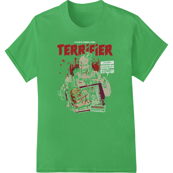 Bone-Chilling 'Terrifier' DTF Print Heat Transfer on green shirt - SUPERDTF-DTF Prints-DTF Transfers-Custom DTF Prints