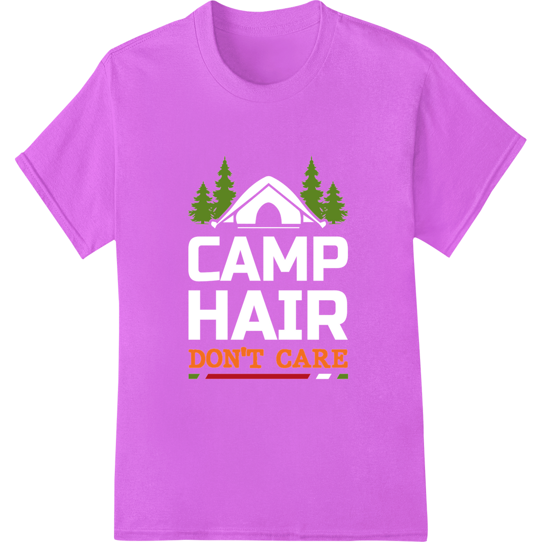 Bold 'DON'T CARE' Pine Trees DTF Print | Outdoor Adventure on purple shirt - SUPERDTF-DTF Prints-DTF Transfers-Custom DTF Prints