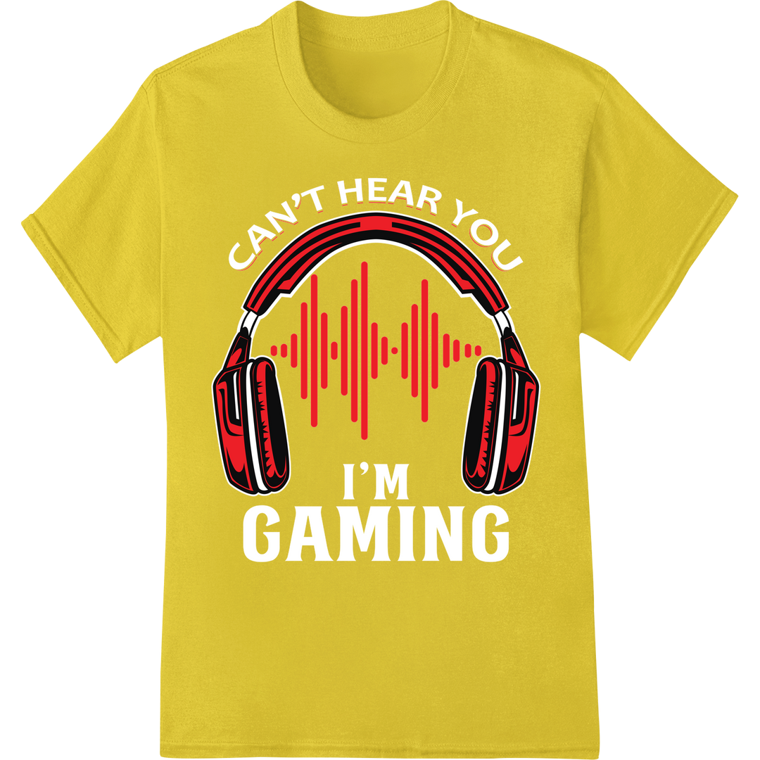 Retro Gaming Soundwave: Vintage Audio Headphones DTF Print on yellow shirt - SUPERDTF-DTF Prints-DTF Transfers-Custom DTF Prints