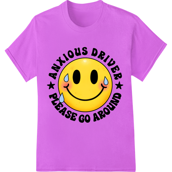 Anxious Driver Emoji DTF Print Heat Transfer | Driving Humor on purple shirt - SUPERDTF-DTF Prints-DTF Transfers-Custom DTF Prints