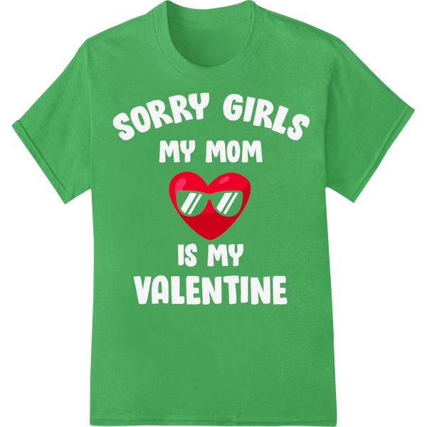 Retro Love: Sunglasses-Clad Heart Valentine's Day DTF Print on green shirt - SUPERDTF-DTF Prints-DTF Transfers-Custom DTF Prints