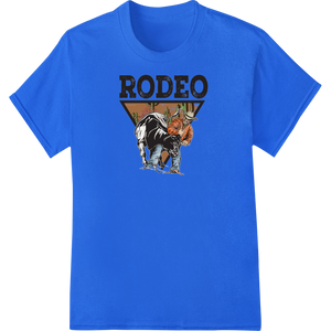 Vibrant custom t-shirts print on Ride the Wild West with this Intense Rodeo Bull Riding Design