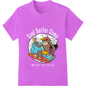 Expert custom t-shirts craftsmanship on Hang Ten with this Hilarious Surfing Monkey Cartoon!