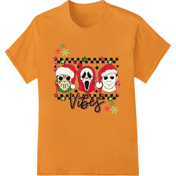 A creepy slasher design with a jack-o-lantern and bloody knife, perfect for an edgy Christmas or Halloween DTF print.