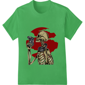 Skeleton Gamer: Unleash Your Inner Gaming Spirit enhanced with professional heat transfer