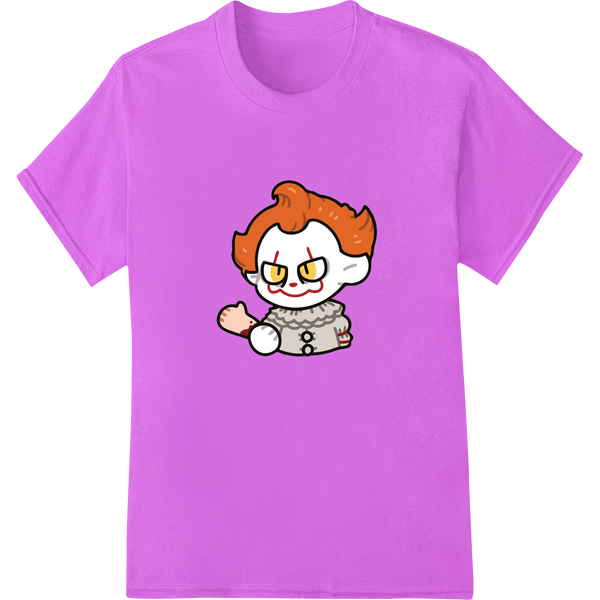 Expert apparel decoration craftsmanship on Adorable Halloween Clown Cartoon Heat Transfer Design