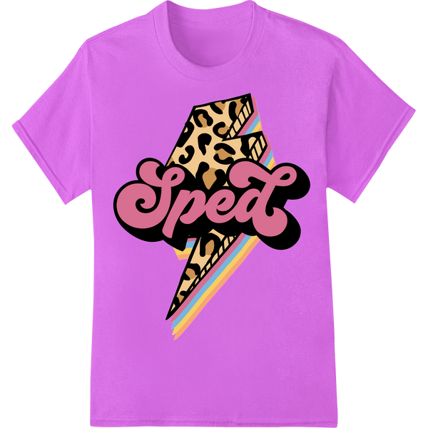 Bold 'Sped' Autism Awareness Leopard Print DTF Transfer on purple shirt - SUPERDTF-DTF Prints-DTF Transfers-Custom DTF Prints