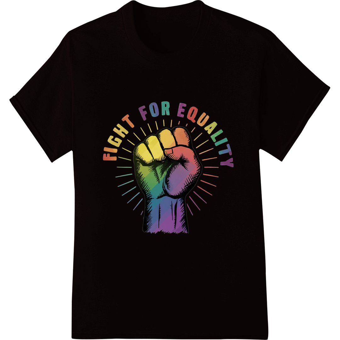 Rainbow Fist Equality Pride DTF Print Heat Transfer on black shirt - SUPERDTF-DTF Prints-DTF Transfers-Custom DTF Prints