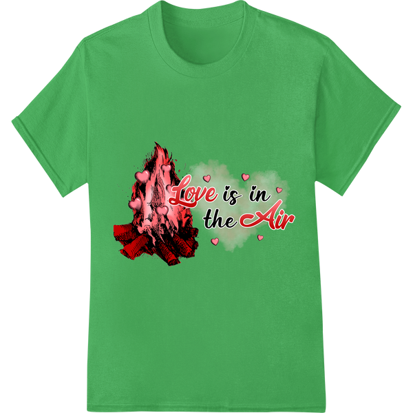 Ignite Love's Flames: Camping Valentine's DTF Transfer on green shirt - SUPERDTF-DTF Prints-DTF Transfers-Custom DTF Prints