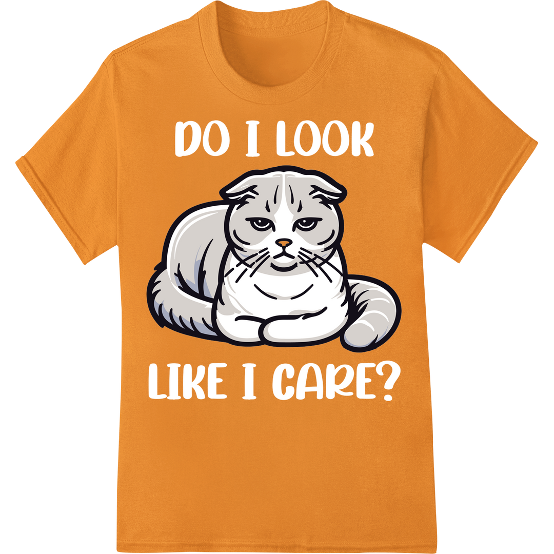 Hilarious Chubby Cat Cartoon - DTF Print Heat Transfer on orange shirt - SUPERDTF-DTF Prints-DTF Transfers-Custom DTF Prints