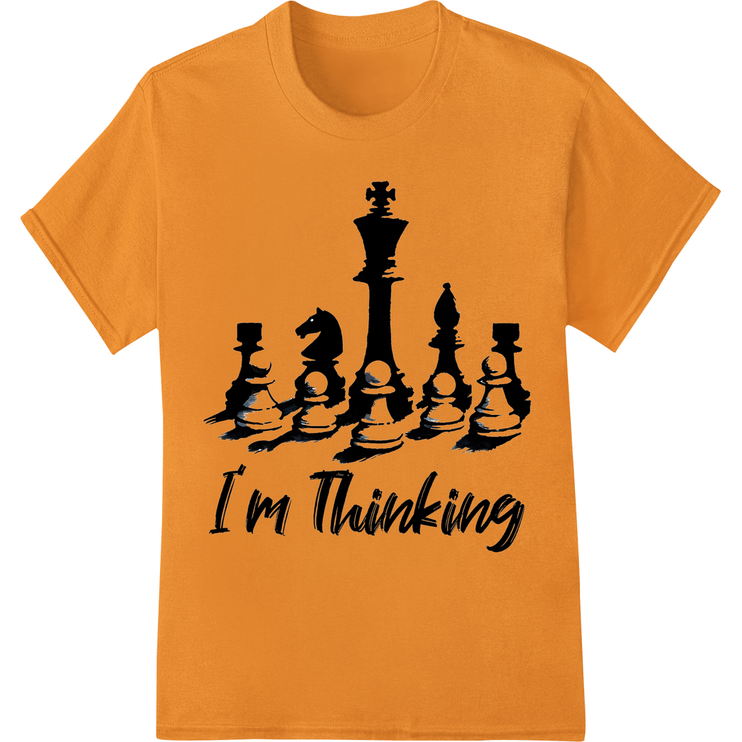 Think Ahead: Checkmate Your Style with Chess DTF Print on orange shirt - SUPERDTF-DTF Prints-DTF Transfers-Custom DTF Prints