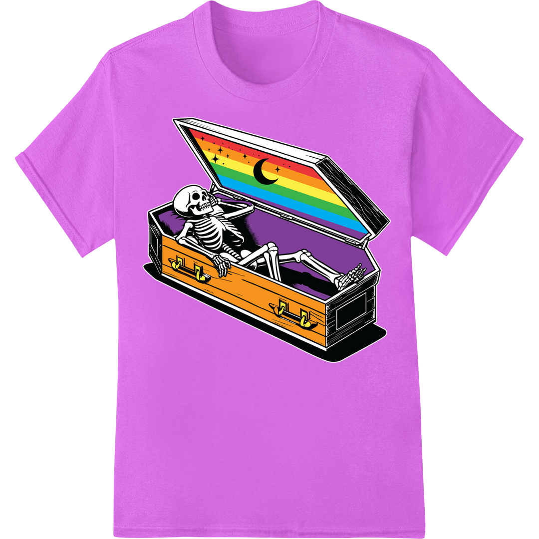 Vibrant Rainbow Skeleton LGBT Pride DTF Print Heat Transfer on purple shirt - SUPERDTF-DTF Prints-DTF Transfers-Custom DTF Prints