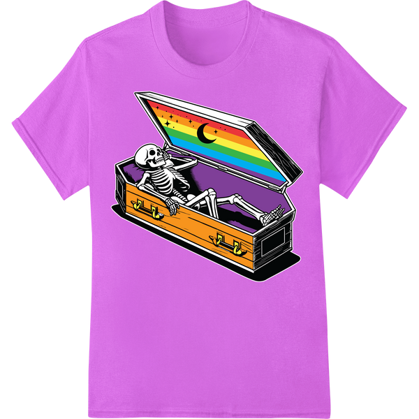 Vibrant Rainbow Skeleton LGBT Pride DTF Print Heat Transfer on purple shirt - SUPERDTF-DTF Prints-DTF Transfers-Custom DTF Prints