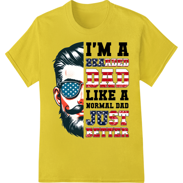 Patriotic Bearded Dad DTF Print Heat Transfer | Father's Day on yellow shirt - SUPERDTF-DTF Prints-DTF Transfers-Custom DTF Prints