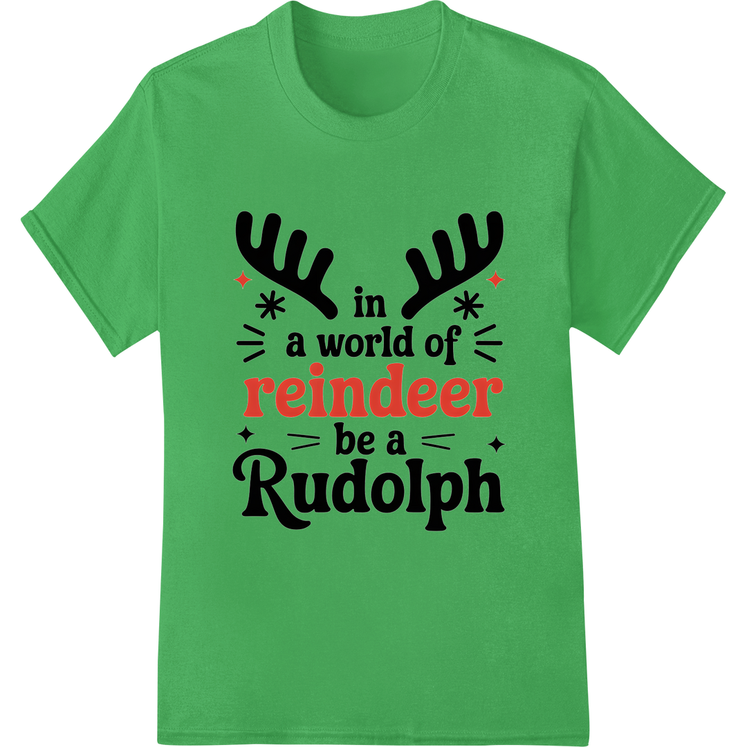 Be a Standout Reindeer This Christmas | Fun DTF Print on green shirt - SUPERDTF-DTF Prints-DTF Transfers-Custom DTF Prints