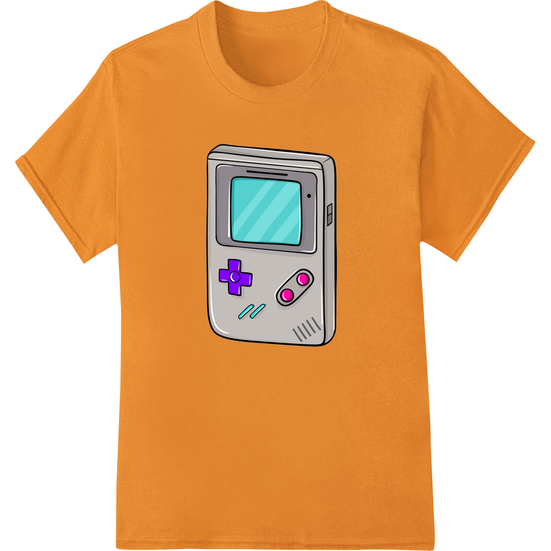 Retro Nintendo Game Boy 90s Gaming DTF Print Heat Transfer on orange shirt - SUPERDTF-DTF Prints-DTF Transfers-Custom DTF Prints