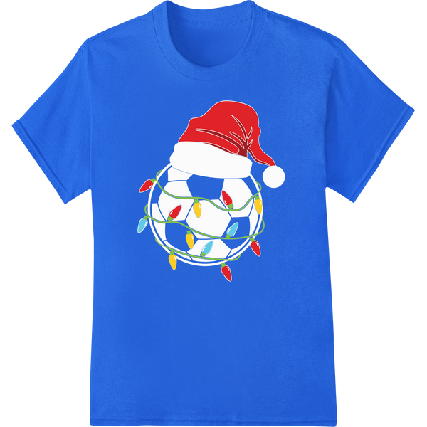 Festive Christmas Hat Heat Transfer - Super DTF on blue shirt - SUPERDTF-DTF Prints-DTF Transfers-Custom DTF Prints