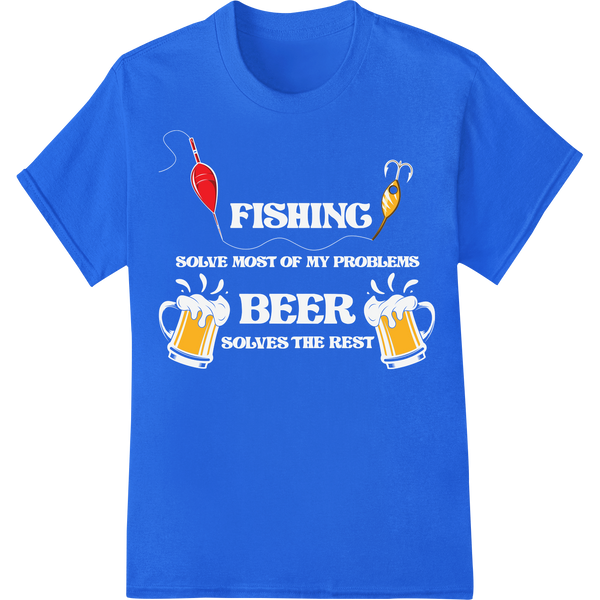 Vibrant Fishing Bobbers & Hooks DTF Print Heat Transfer on blue shirt - SUPERDTF-DTF Prints-DTF Transfers-Custom DTF Prints