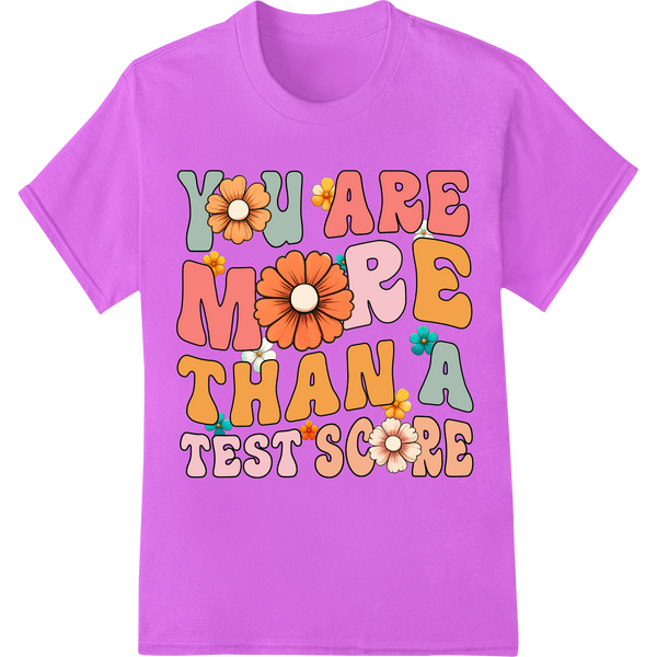 Vibrant 'More Than a Test Score' DTF School Print Transfer on purple shirt - SUPERDTF-DTF Prints-DTF Transfers-Custom DTF Prints