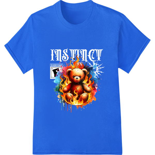 Fiery Teddy Bear: Ignite Your Style with Bold DTF Transfer featuring professional custom apparel