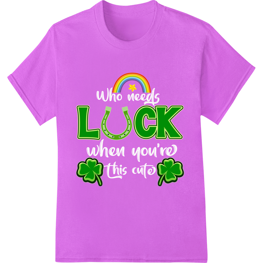 Lucky Charm: Vibrant 'LUCK' DTF Print for St. Patrick's Day on purple shirt - SUPERDTF-DTF Prints-DTF Transfers-Custom DTF Prints