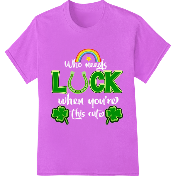 Lucky Charm: Vibrant 'LUCK' DTF Print for St. Patrick's Day on purple shirt - SUPERDTF-DTF Prints-DTF Transfers-Custom DTF Prints