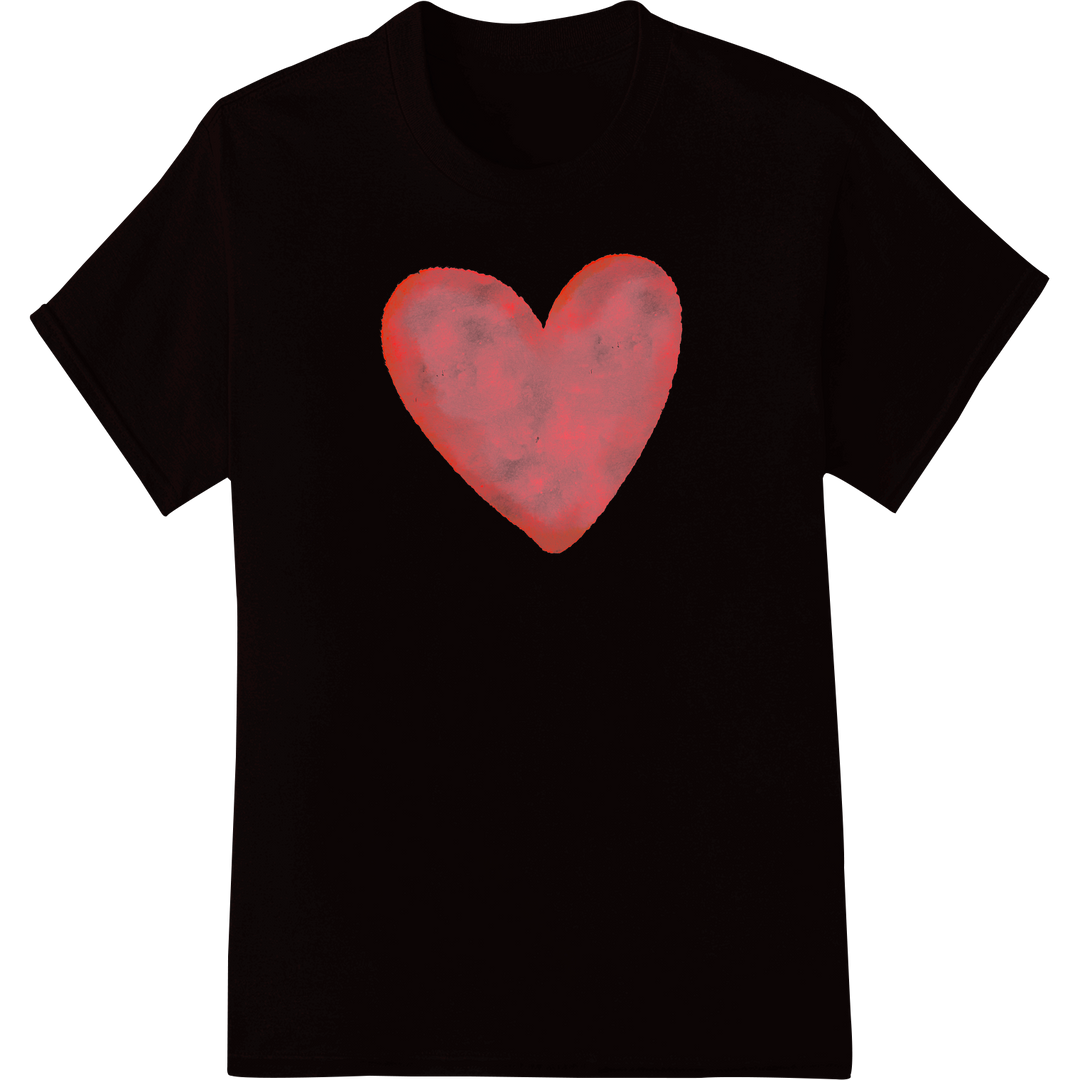 Vibrant Red Watercolor Heart DTF Print for Valentine's Day on black shirt - SUPERDTF-DTF Prints-DTF Transfers-Custom DTF Prints