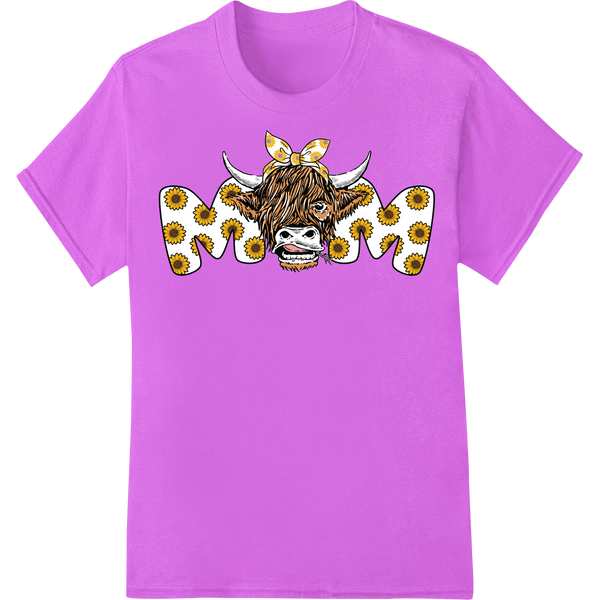 Sunflower Cow Print DTF Transfer - Rustic Farmhouse Charm on purple shirt - SUPERDTF-DTF Prints-DTF Transfers-Custom DTF Prints