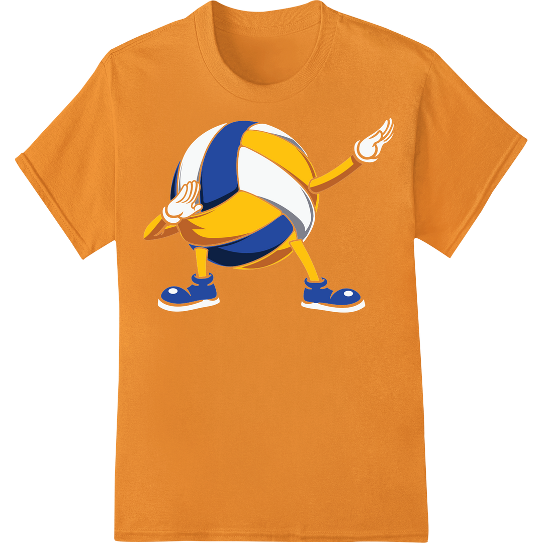 Playful Cartoon Volleyball Character DTF Print Transfer on orange shirt - SUPERDTF-DTF Prints-DTF Transfers-Custom DTF Prints