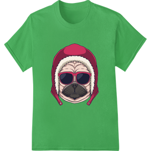 Innovative custom print solutions design on Festive Christmas Pug in Hoodie and Shades DTF Print