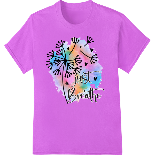 Breathe Easy: Watercolor Inspiration | DTF Print Transfer on purple shirt - SUPERDTF-DTF Prints-DTF Transfers-Custom DTF Prints