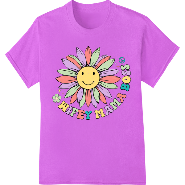 Retro 'Hippy Mama' DTF Print Heat Transfer | Mother's Day on purple shirt - SUPERDTF-DTF Prints-DTF Transfers-Custom DTF Prints