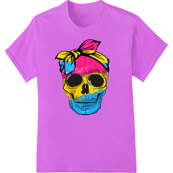 Vibrant Rainbow Skull LGBT Pride DTF Heat Transfer Print on purple shirt - SUPERDTF-DTF Prints-DTF Transfers-Custom DTF Prints