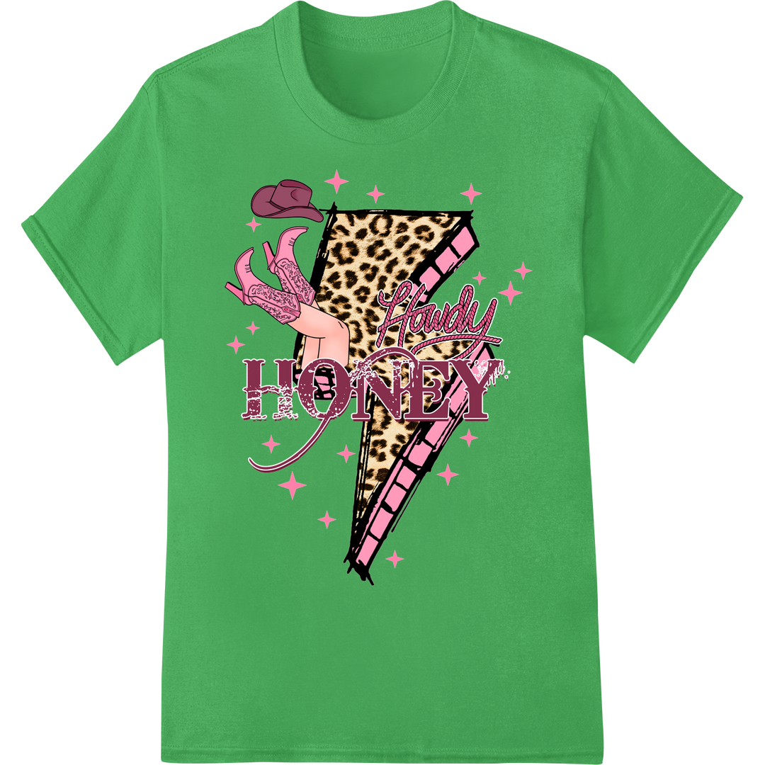 Fierce Leopard 'Tough Honey' Valentine's DTF Print Transfer on green shirt - SUPERDTF-DTF Prints-DTF Transfers-Custom DTF Prints