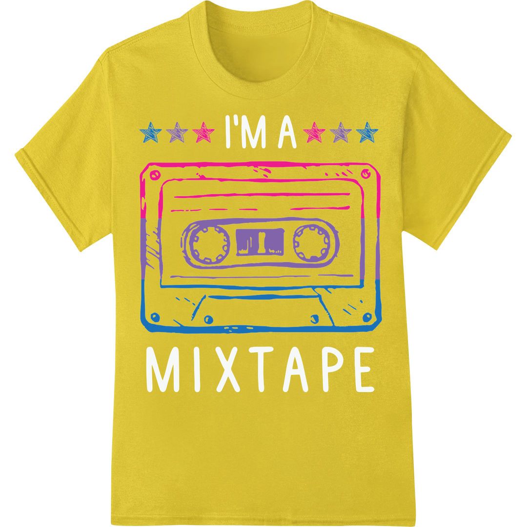 Retro Cassette Tape LGBT Pride DTF Heat Transfer Design on yellow shirt - SUPERDTF-DTF Prints-DTF Transfers-Custom DTF Prints