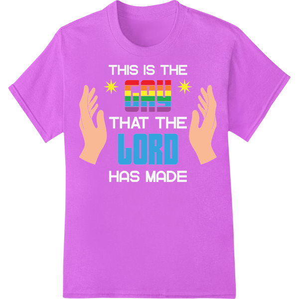 Vibrant 'Gay Lord' LGBT Pride DTF Print Heat Transfer on purple shirt - SUPERDTF-DTF Prints-DTF Transfers-Custom DTF Prints