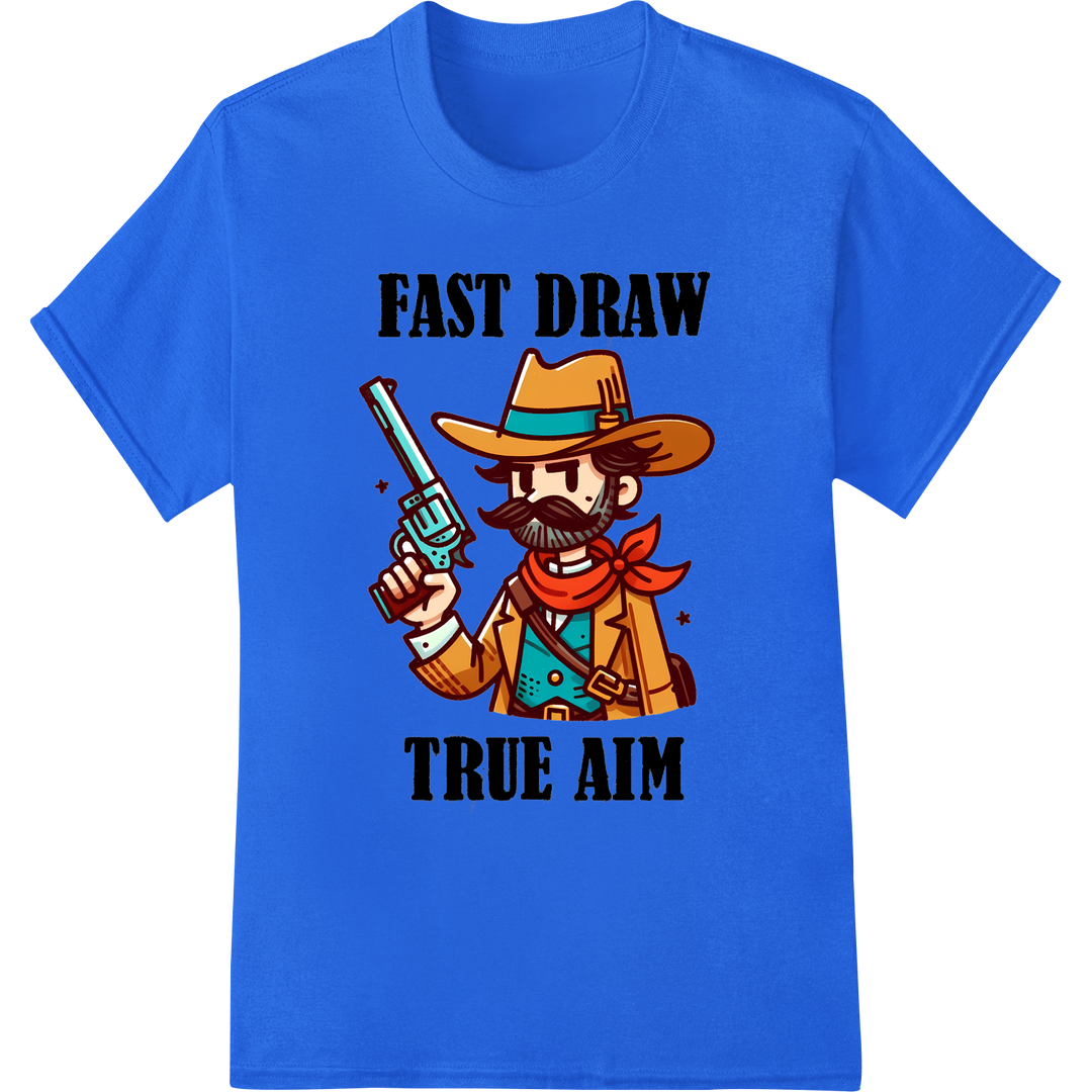 Fierce Cowgirl Ready to Draw DTF Print Heat Transfer on blue shirt - SUPERDTF-DTF Prints-DTF Transfers-Custom DTF Prints