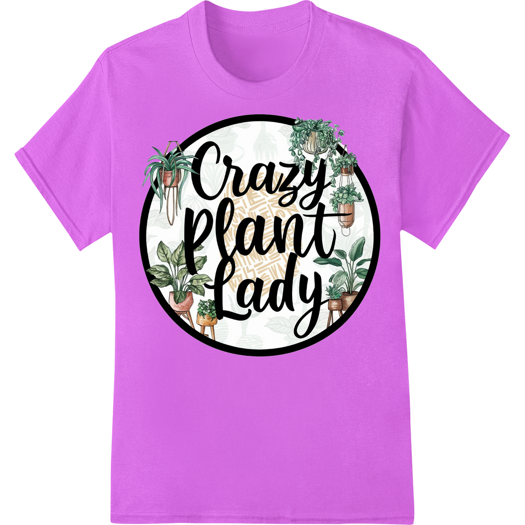 Embrace Your Inner Crazy Plant Lady with This Charming Print on purple shirt - SUPERDTF-DTF Prints-DTF Transfers-Custom DTF Prints