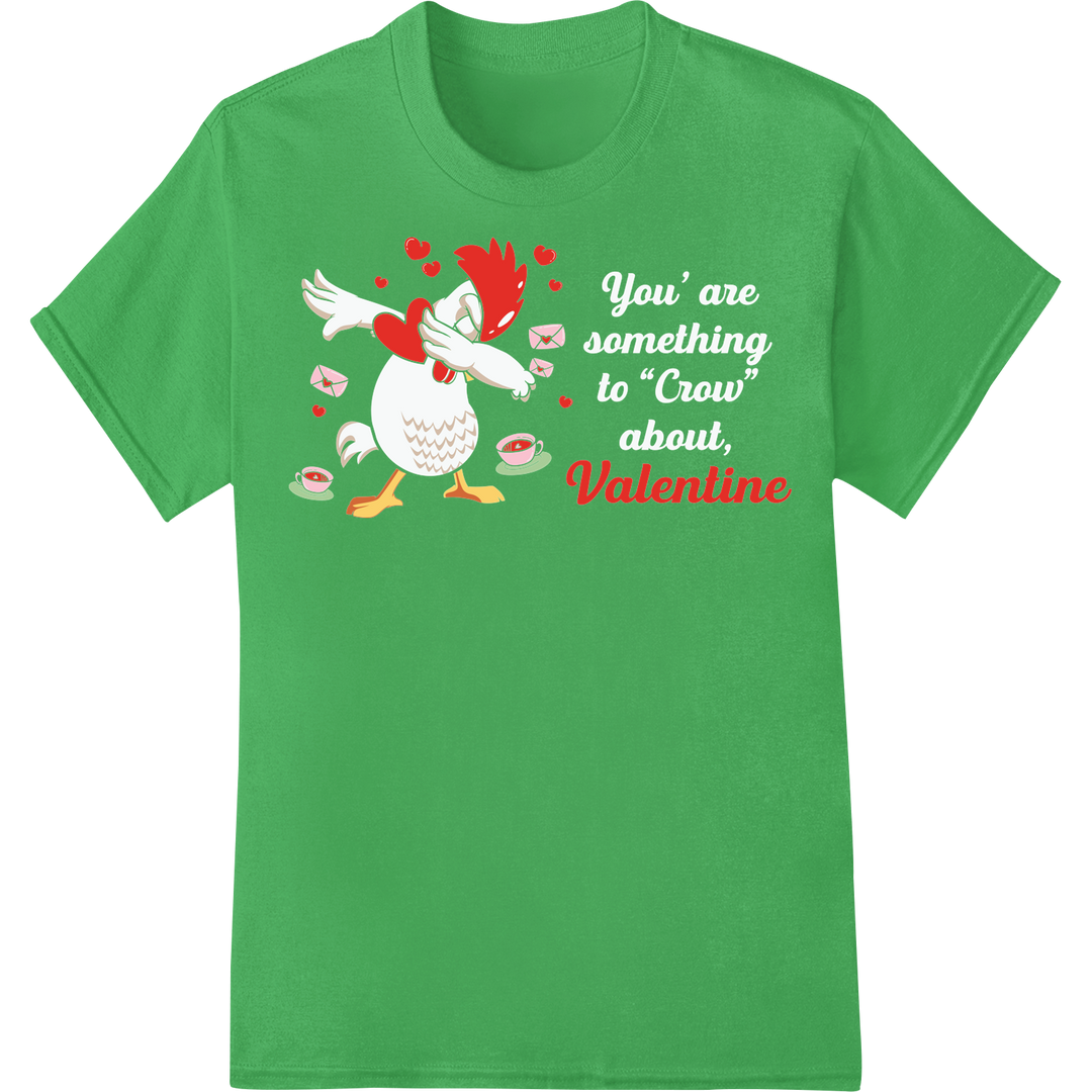 Adorable Valentine's Farm Love Birds - DTF Print Transfer on green shirt - SUPERDTF-DTF Prints-DTF Transfers-Custom DTF Prints