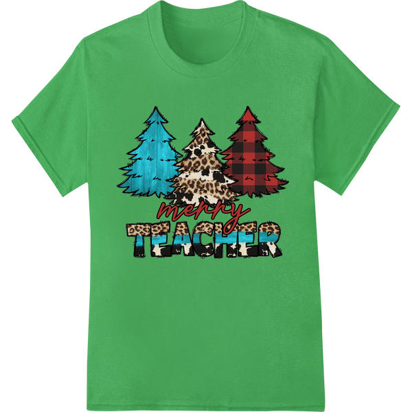 Rustic Howdy Christmas Trees DTF Print Heat Transfer on green shirt - SUPERDTF-DTF Prints-DTF Transfers-Custom DTF Prints